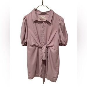 Chic SAVEL  Mauve Mini Dress with Tie-Front